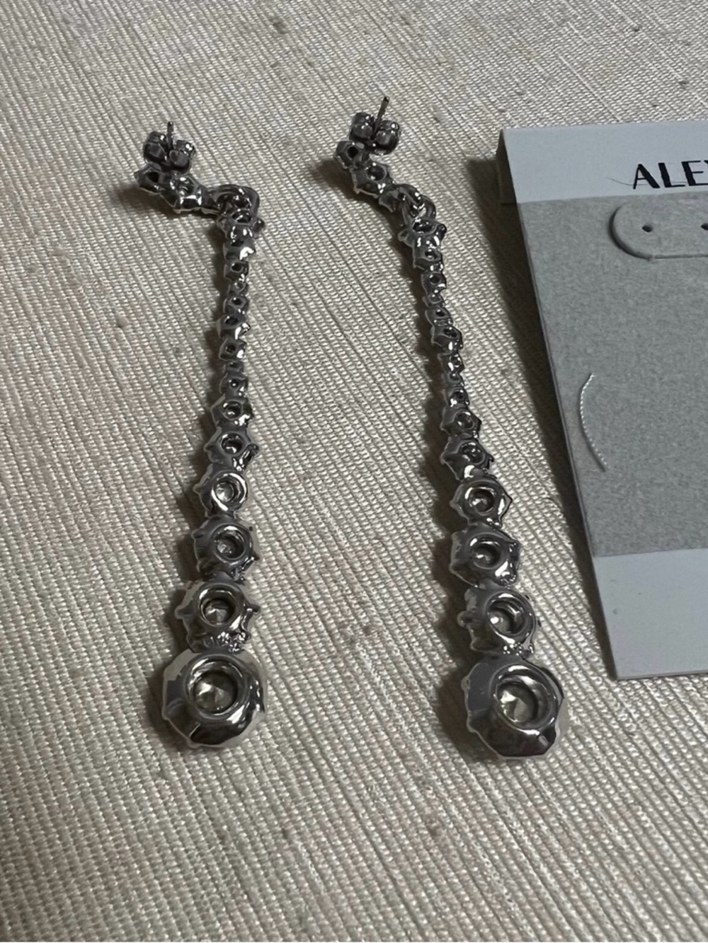 Alexis Bittar Ruthenium-Plated Punk Royale Crystal Linear Drop Earrings NEW - Picture 2 of 8